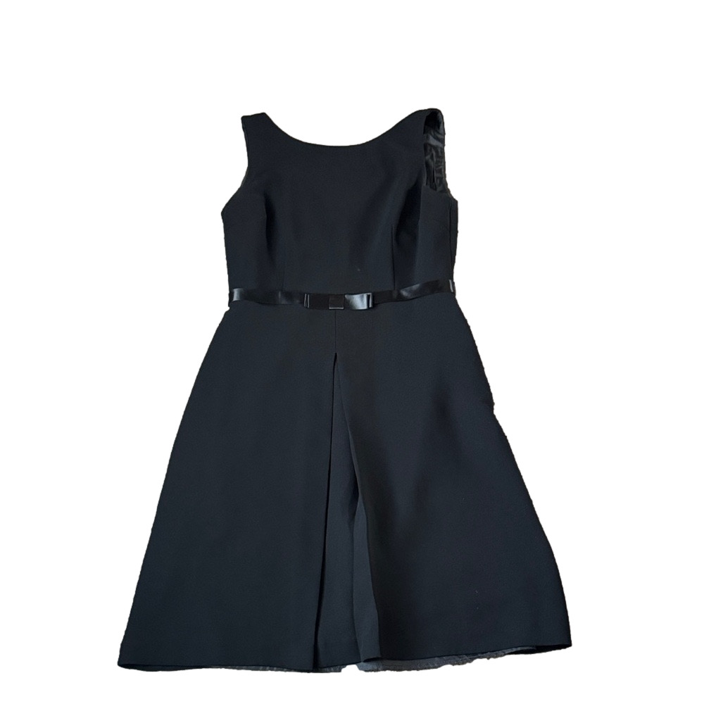 KS Collection Black Fit & Flare Dress Sleeveless Belted Skirt SIZE 6